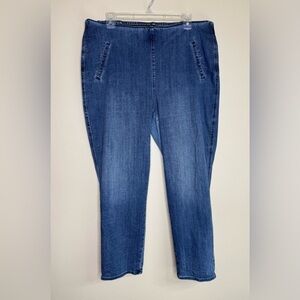Chico's Pull On Slimming Ankle Jeans Medium Wash Blue Size 14
